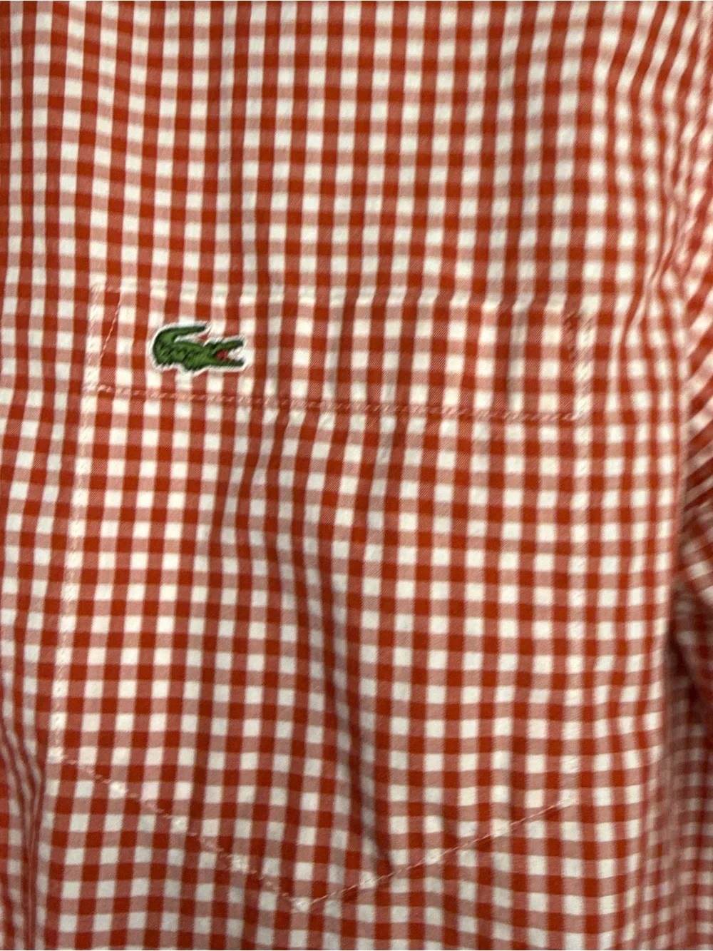 Lacoste Red and White Gingham Button-Down Shirt
